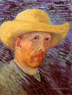 Autoportrait avec chapeau de paille 3 Vincent van Gogh Peinture à l'huile